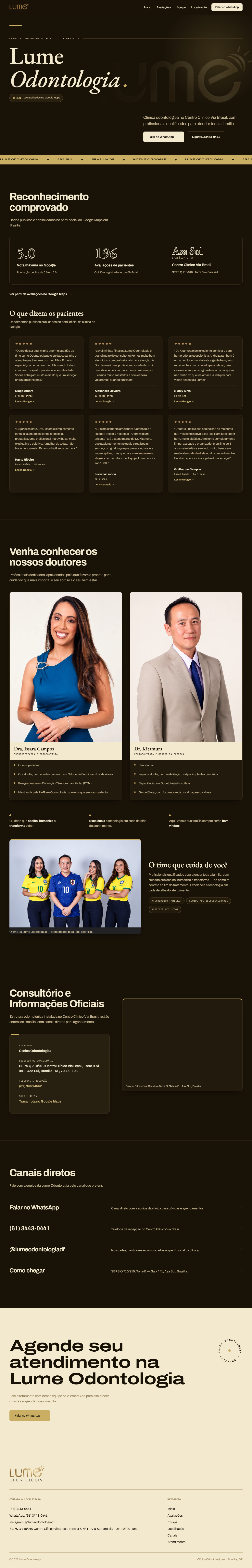 Screenshot do conceito demonstrativo criado para a Lume Odontologia